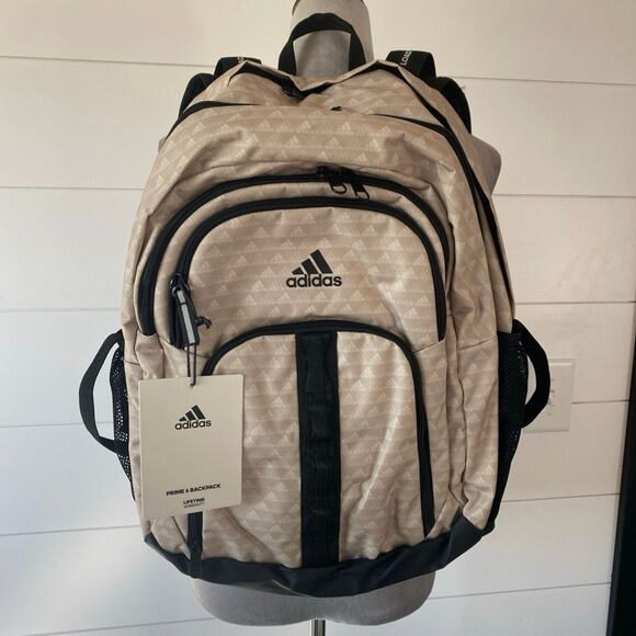 NWT Adidas Prime 6 Mini Monogram Backpack Wonder Beige/Black. LP7933. - Picture 1 of 16
